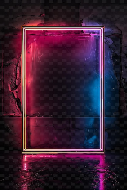 PSD retro neon sign with a rectangular board frame inspired by v y2k shape creative signboard decor