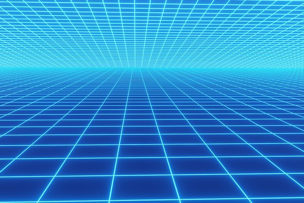 Retro neonlichtachtergrond met blauwe kleur