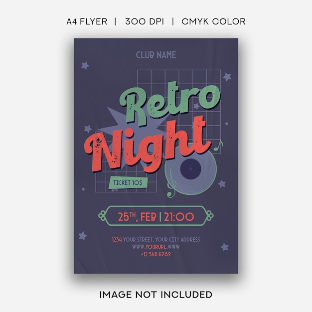 Retro Night Party Flyer Template