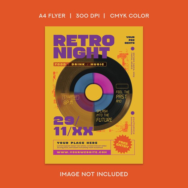 PSD retro night party flyer