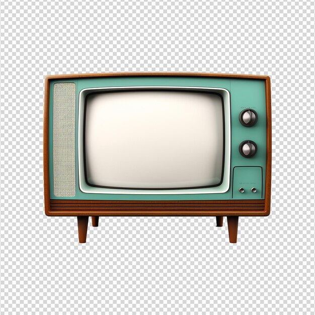 PSD retro old television isolated on transparent background