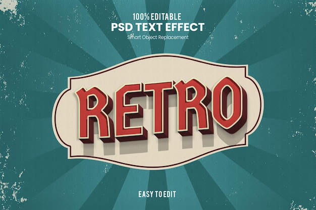 PSD retro old vintage retro style pogrubiony efekt tekstowy 3d