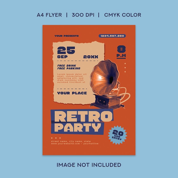 PSD flyer di una festa retro