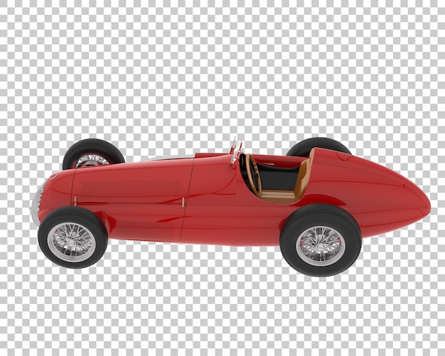 Auto da corsa retrò su sfondo trasparente 3d rendering illustrazione