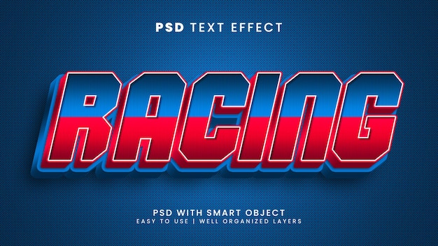 Retro racing editable text effect with metallic and speed text style