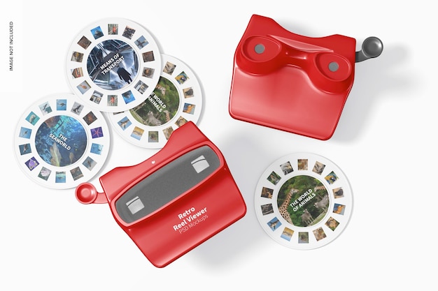 Retro Reel Viewer Mockup, Top View