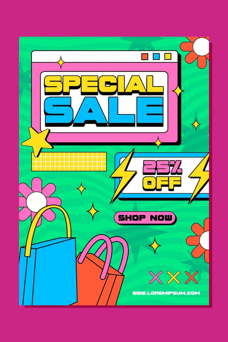 PSD レトロセールソーシャルメディアポストテンプレートデザイン