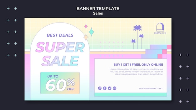 Retro sales banner template