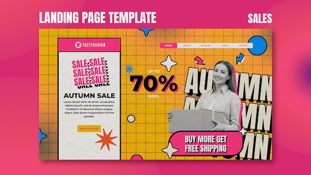 PSD retro sales landing page template