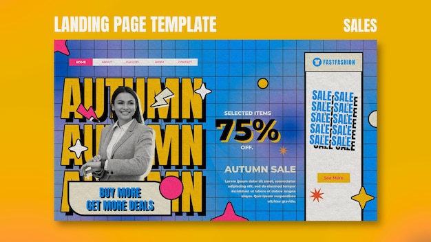 PSD retro sales landing page template