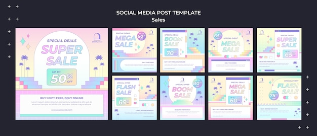 PSD retro sales social media posts