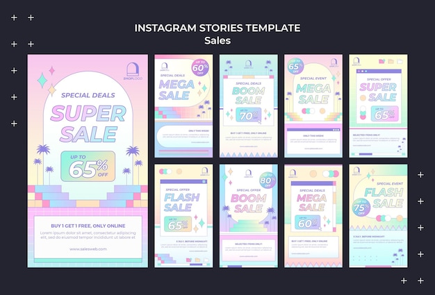 PSD retro sales social media stories