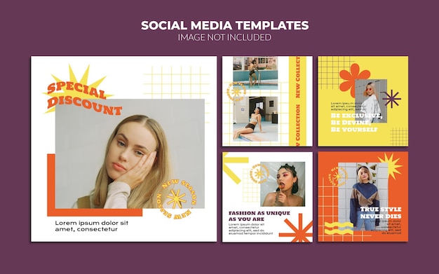 Retro social media instagram post templates