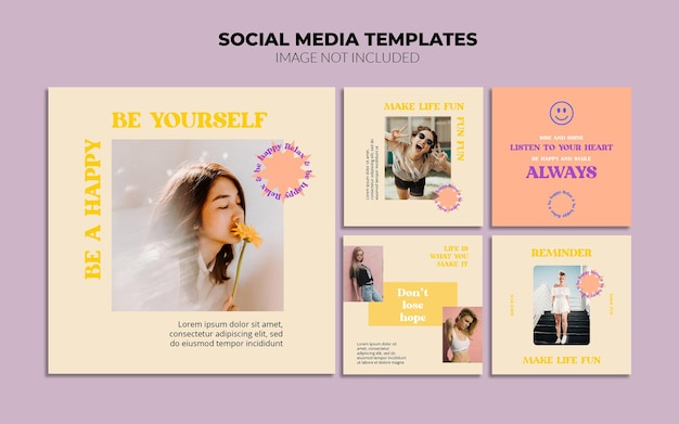 Retro social media instagram post templates