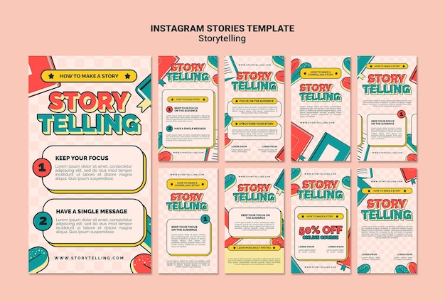 PSD modello di storie di instagram retrò storytelling