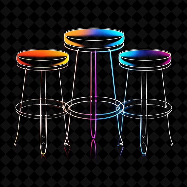 Retro Style Bar Stools 8 Bit Pixel z siedzeniami winylowymi i Chro PNG Unique Y2K Design Collection