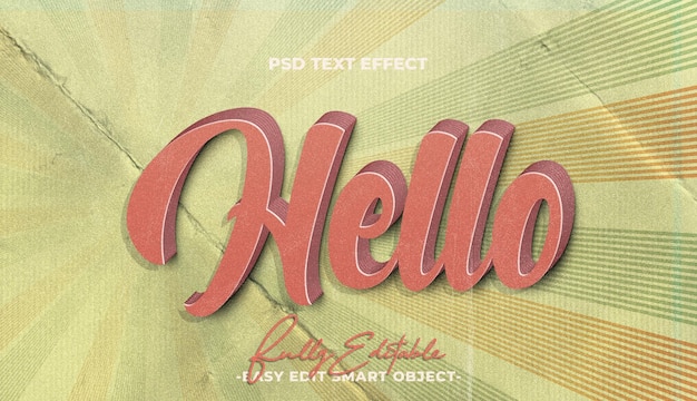 Retro style hello editable 3d Text Effect