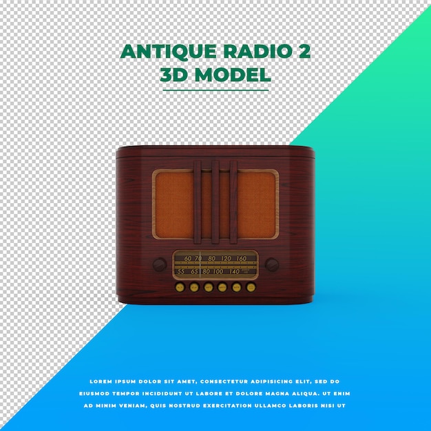 PSD retro style vintage antique radio model