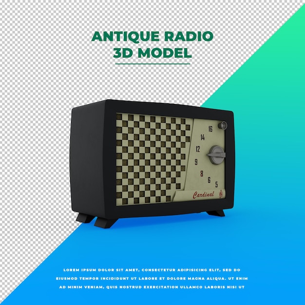 PSD retro style vintage antique radio model