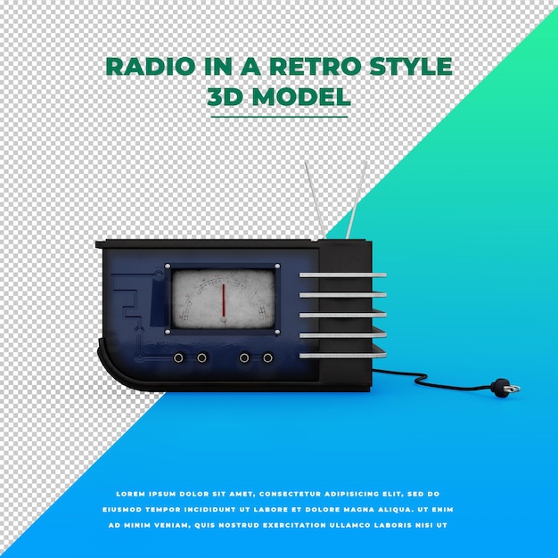 PSD retro style vintage antique radio model