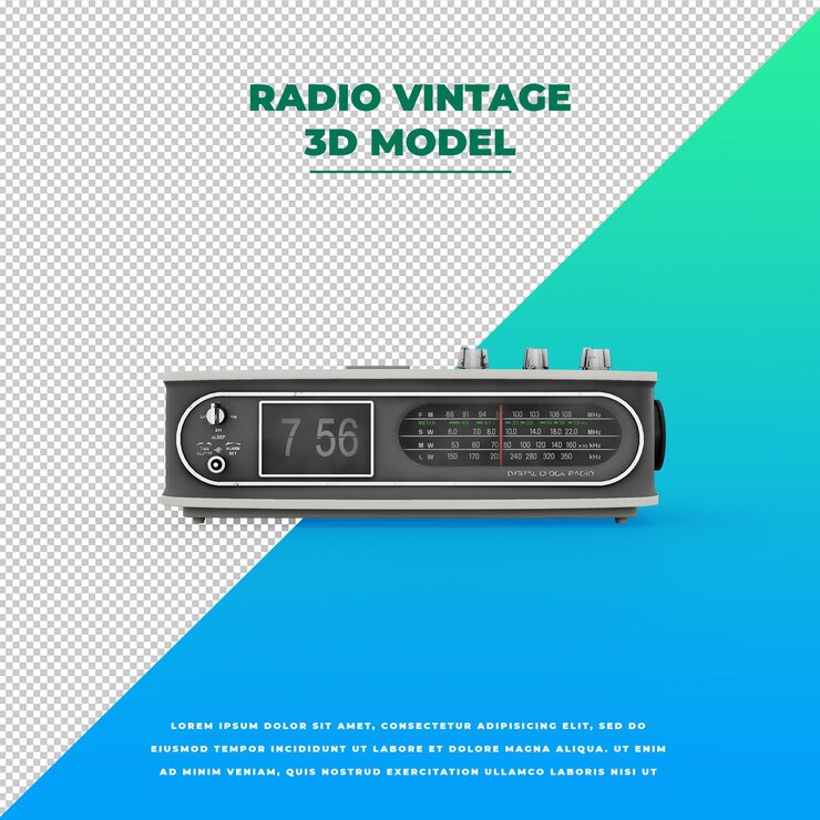 PSD retro style vintage antique radio model