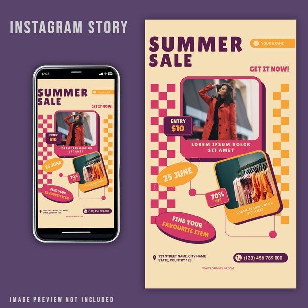 Retro summer sale flyer design