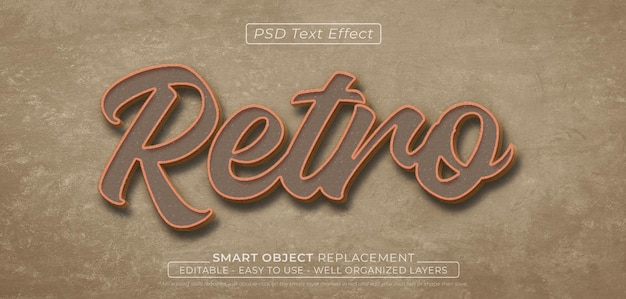 PSD retro tekst bewerkbaar 3d vintage stijl teksteffect