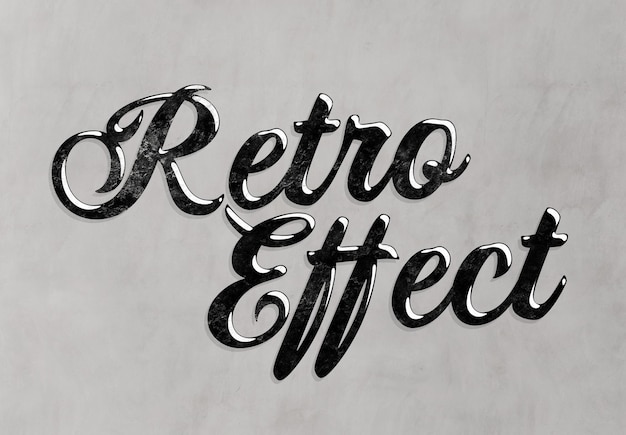 PSD retro teksteffect met zwarte vintage stijl mockup