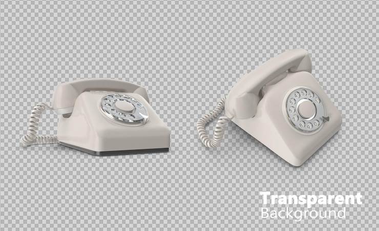 PSD retro-telefoon op doorzichtige achtergrond