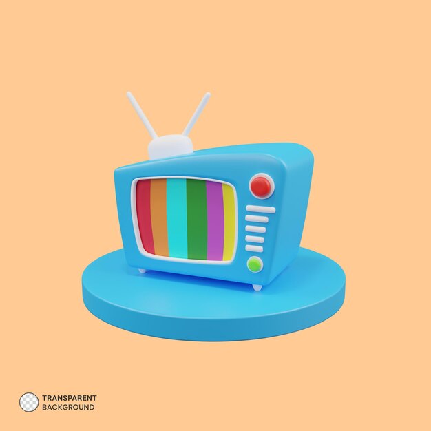 PSD retro televisiepictogram geïsoleerde 3d render illustratie