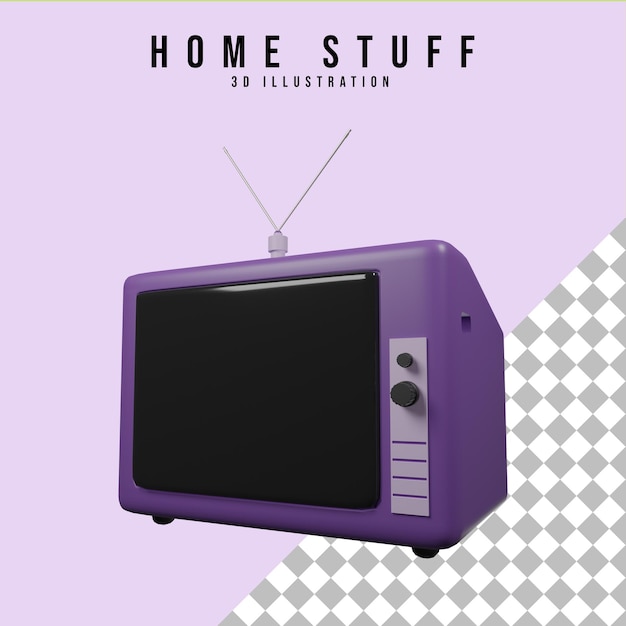 PSD retro television icon isolated 3d illustration