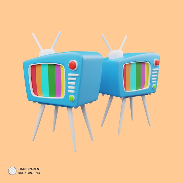 PSD retro television icon isolated 3d render illustration