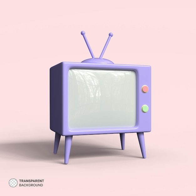 Retro Telewizja ikona Izolowane renderowanie 3d Ilustracja