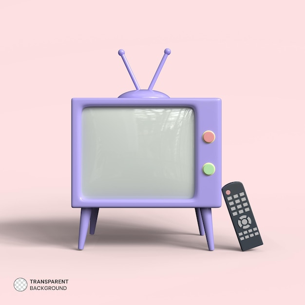 Retro Telewizja ikona Izolowane renderowanie 3d Ilustracja