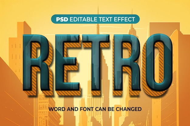 PSD retro text effect 3d psd