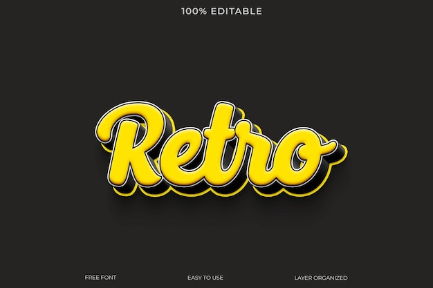Retro text effect font editable typography 3d text style