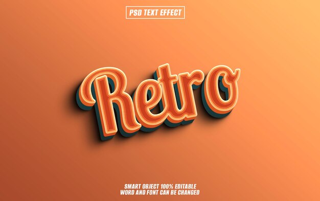retro text effect font editable typography 3d text