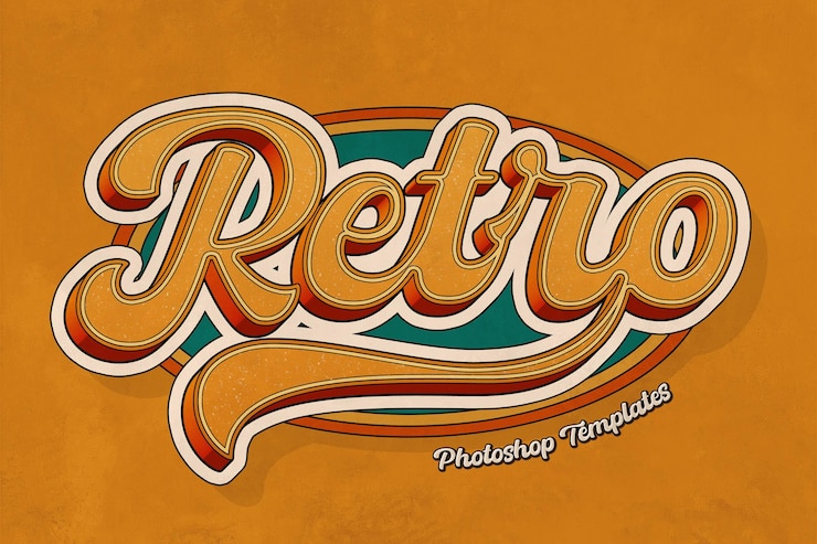 PSD retro text effect psd files