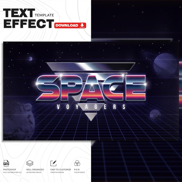 Retro Text Effect PSD Template