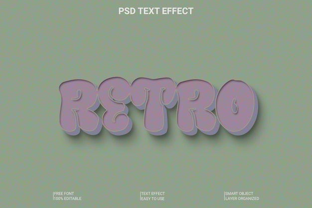 PSD modello di effetto testo retro con stile 3d