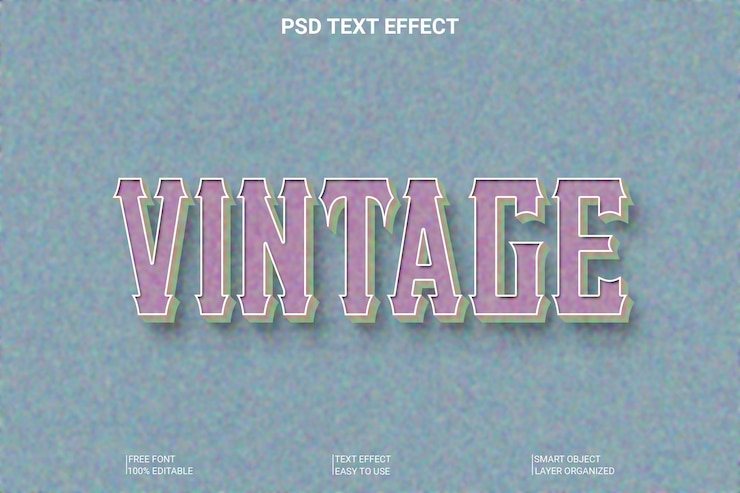 PSD 3d 스타일의 레트로 텍스트 효과 템플릿