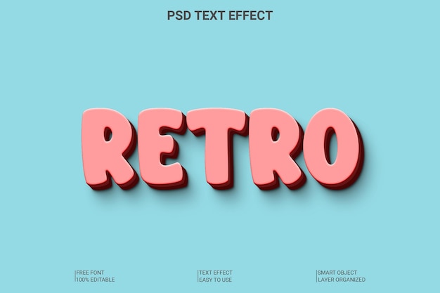 шаблон ретро-текстового эффекта с 3D-стилем