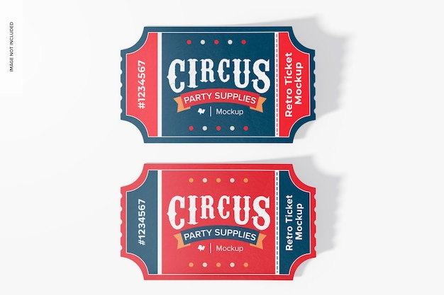 Retro Tickets Mockup Bovenaanzicht