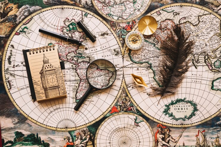 PSD retro travel concept mockup with notepad