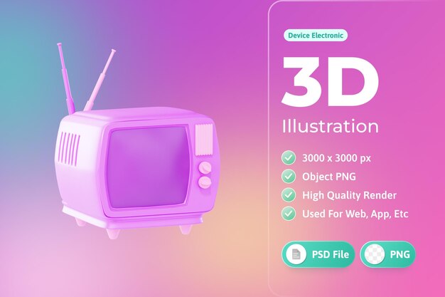 Электронное устройство Retro TV 3d Иллюстрация