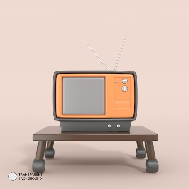 레트로 Tv 모니터 3d 렌더링 아이콘