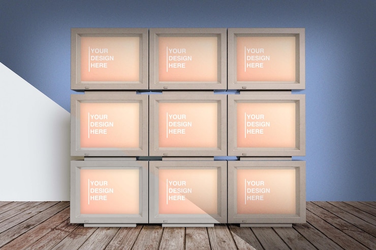PSD retro tv set against editable background