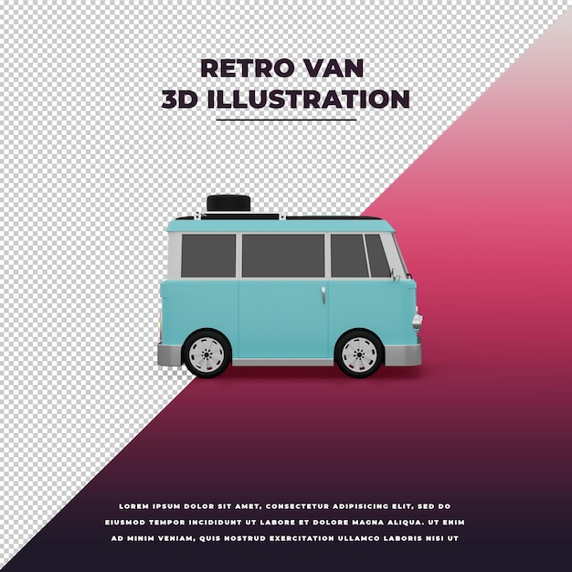 PSD retro van 3d illustratie