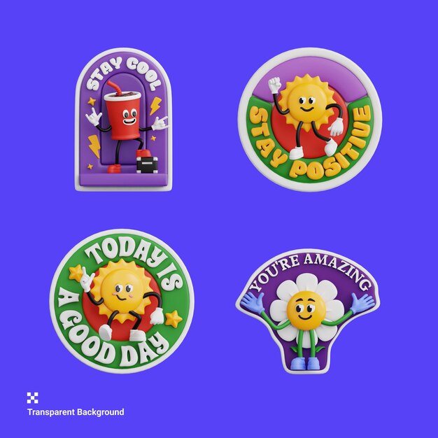 PSD retro vibe stickers stay cool stay positive today is a good day you're amazing