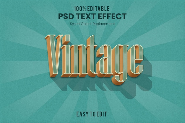 PSD retro vintage 3d efekt tekstowy wytłaczany